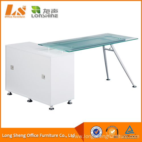 Office Furniture Glass Computer Desk With Cabinet